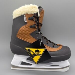 Bauer Whistler Lifestyle Brown Sherpa Collar Ice Skates JR Youth Sz 3 EU 35.5